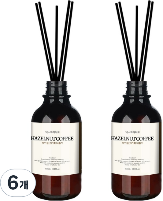 넥스트라이프 프리미엄 실내 디퓨저, 헤이즐넛커피, 300ml, 6개