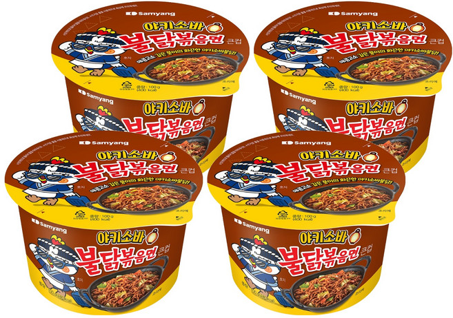 불닭볶음면 야키소바 큰컵라면 100g, 4개