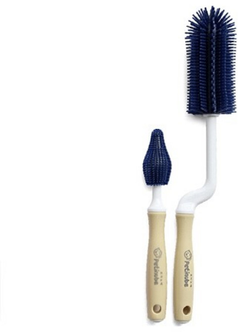 쁘띠누베 국내 제조 실리콘 젖병솔 회전형 + 일자형 젖꼭지솔, 1세트, NAVY