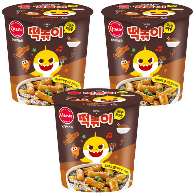 오테이스트 핑크퐁 아기상어 떡볶이 고소한 짜장맛, 116g, 3개