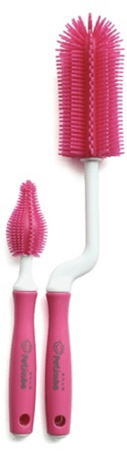 쁘띠누베 국내 제조 실리콘 젖병솔 회전형 + 일자형 젖꼭지솔, 1세트, PINK