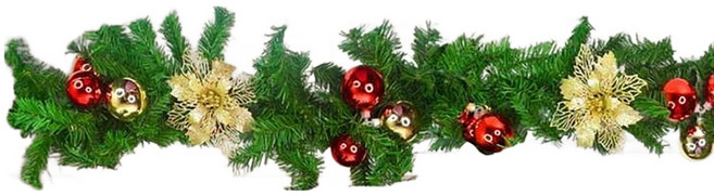 摩達客 9尺聖誕裝飾樹藤條 可彎曲調整/可掛門邊/窗邊/牆沿, 紅金色系, 1組