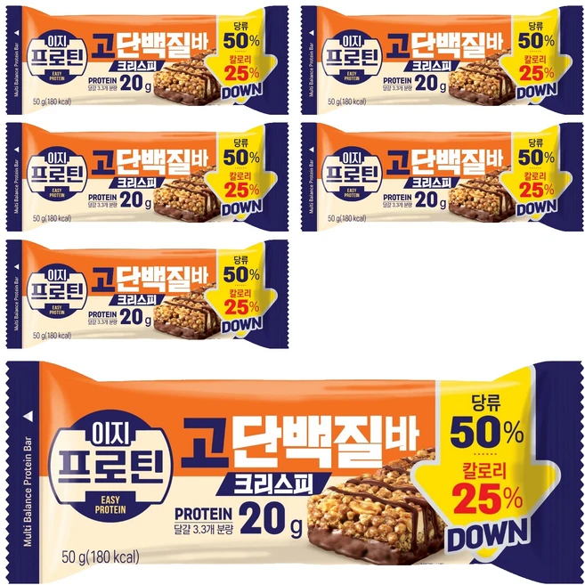 롯데웰푸드 이지프로틴 고단백질바 크리스피, 50g, 6개 - 쿠팡