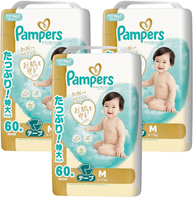 Pampers 幫寶適 日本境內版 黏貼型紙尿褲/尿布, M, 180片