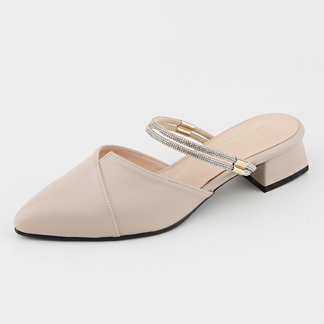 글램216 단골언니 여성용 브리유 스틸레토 보석 스트랩 뮬 샌들 3cm