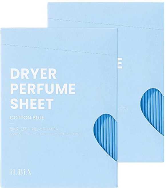 일비아 건조기 퍼퓸 시트 섬유유연제 코튼 블루 본품, 40개입, 2개