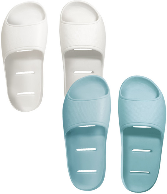 베이스알파에센셜 문에 안걸리는 발등 낮은 욕실화 2종 세트 EVA재질, 아이보리, 블루, 1개