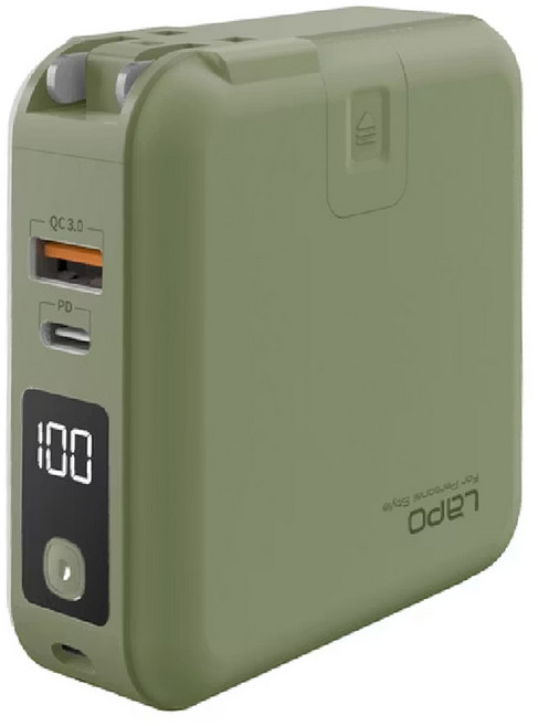 LaPO 2代 22.5W 自帶線/磁吸 雙孔輸出多功能無線充行動電源 10000mAh Type-C/USB-A 原廠保固, WT-03CM, 抹茶綠