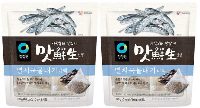 맛선생 멸치국물내기 티백, 80g, 2개