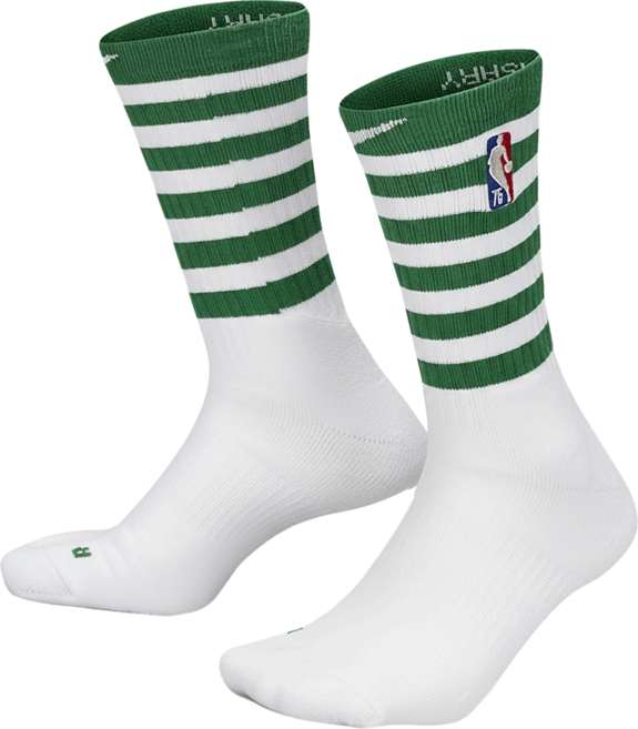 NIKE 耐吉 男女 基本款長襪 BOS U NK ELITE CREW NBA, 白色 + 綠色, 1雙
