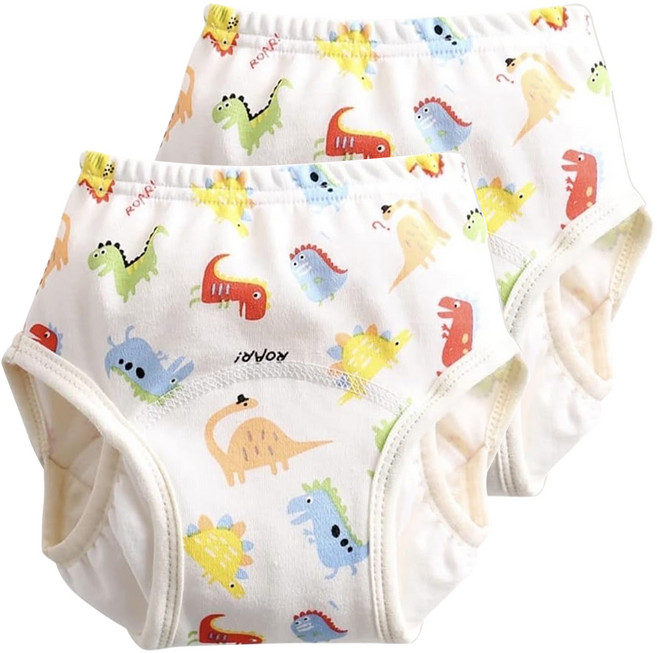 加厚6層學習褲 尿布褲 建議11~16kg 2個, 七彩恐龍 白色, 1組