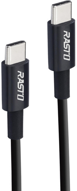 RASTO RX46 Type C to C高速QC3.0充電傳輸線雙入組, 1m+2m, 黑色, 1組