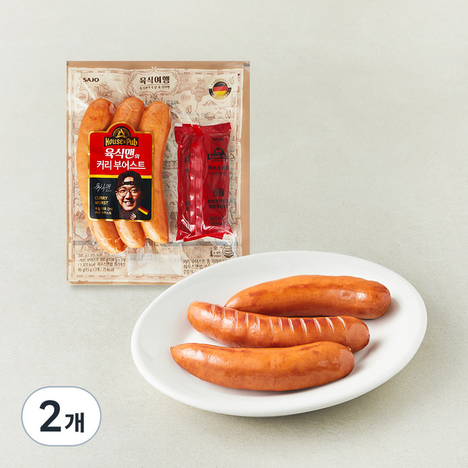 사조 하우스앤펍 커리부어스트 소시지, 345g, 2개