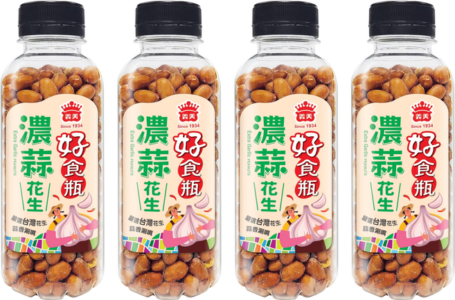 義美 好食瓶 蔥蒜脆花生 濃蒜跟蔥蒜口味隨機, 230g, 4瓶