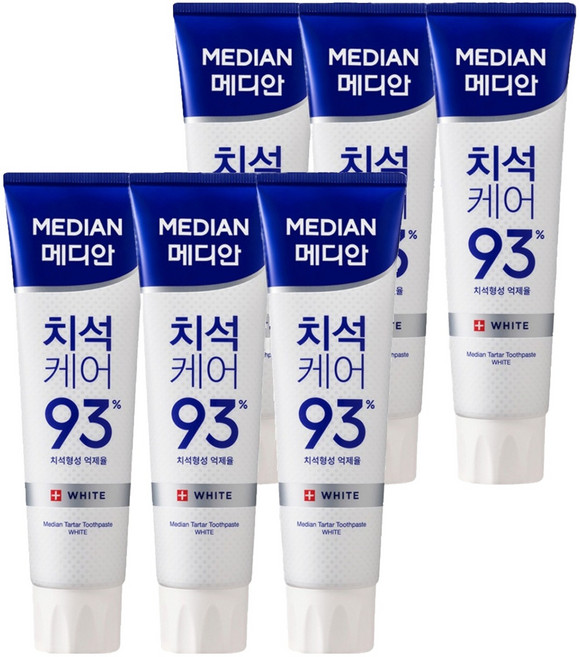 메디안 치석케어 93프로 치약 화이트, 120g, 6개