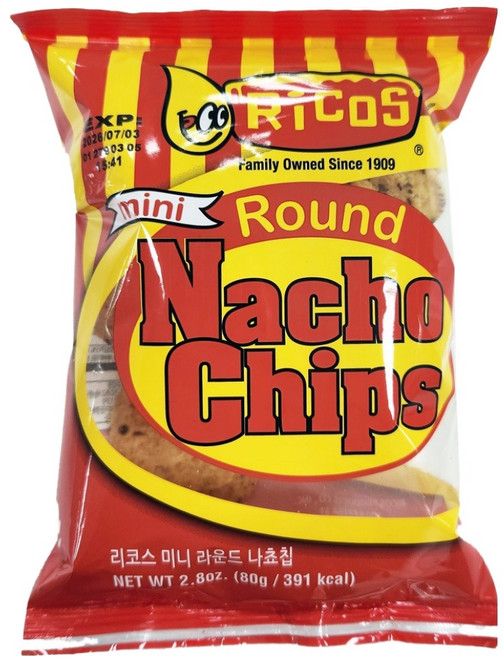 리코스 미니 라운드 나쵸칩, 80g, 1개