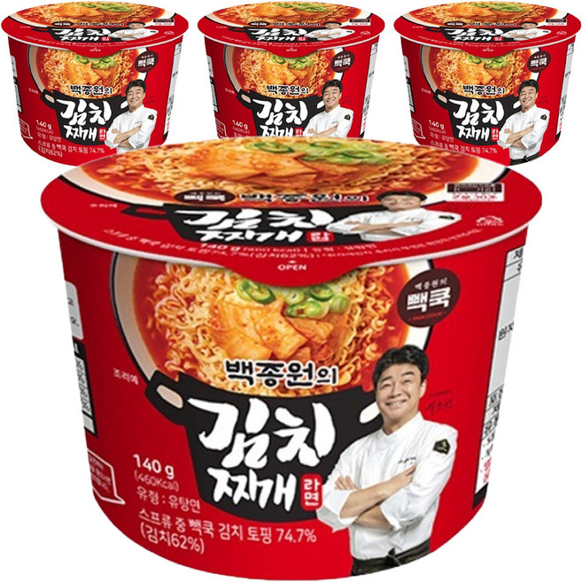 TBK 백종원의 김치찌개 라면 140g, 4개