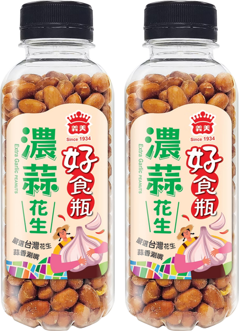 義美 好食瓶 蔥蒜脆花生 濃蒜跟蔥蒜口味隨機, 230g, 2瓶