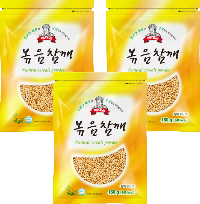 Baedaegam 炒芝麻, 150g, 3個