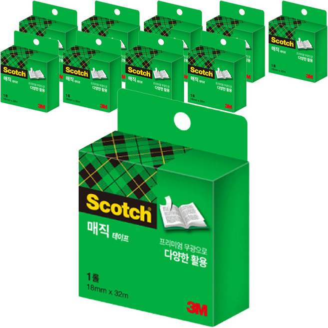 3M Scotch 神奇膠帶 18mm x 32m, 單一顏色, 10個
