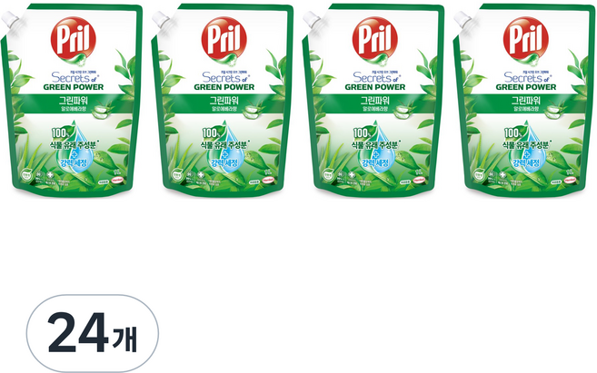 프릴 그린파워 알로에 베라 주방세제, 1L, 24개