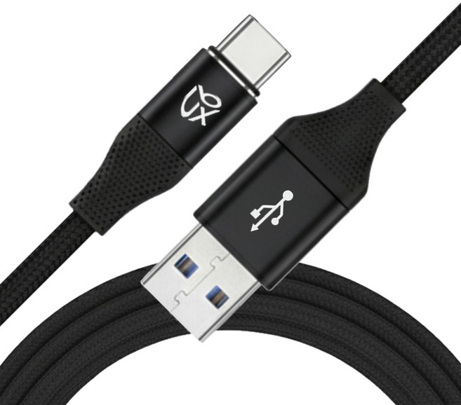 언박싱 브랙스 USB to C타입 패브릭 고속 충전 케이블, 1개, 블랙, 0.5m