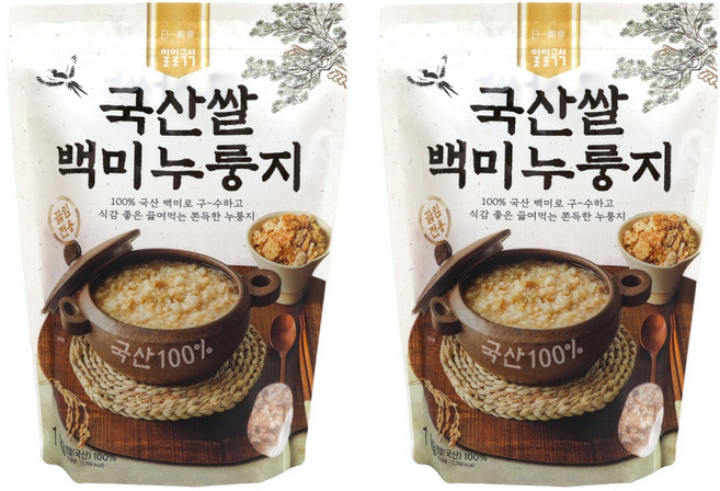 일일곡식 국산쌀 백미 누룽지, 2개, 1kg