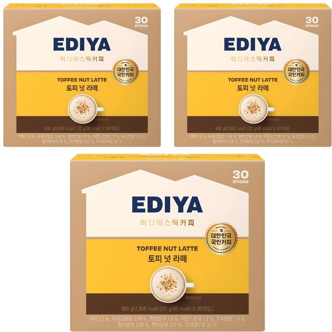 이디야 토피넛라떼 분말스틱, 20g, 30개입, 3개