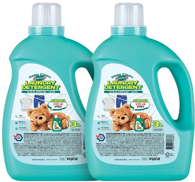 뷰카 퍼펙트 딥클린 세탁 액상세제 실내건조용 본품, 3L, 2개