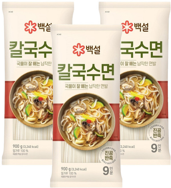 백설 칼국수면, 3개, 900g