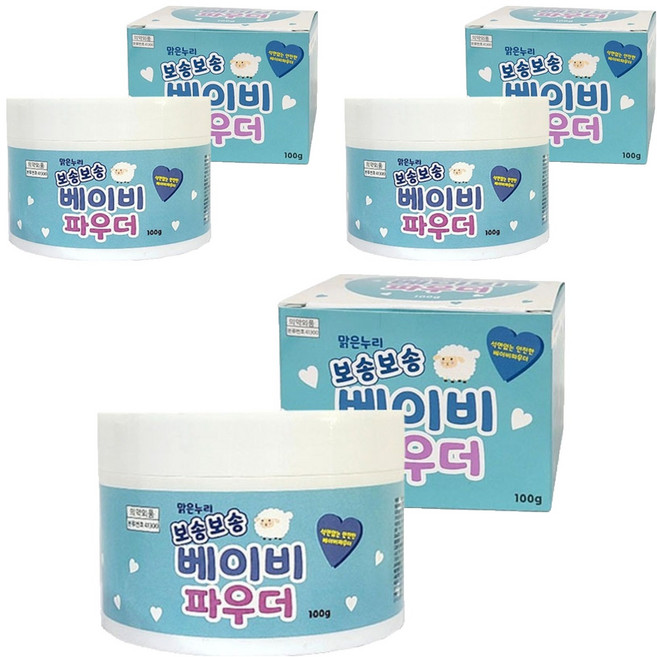 맑은누리 민감한 아기피부 땀띠방지 보송보송 베이비 파우더, 100g, 3개