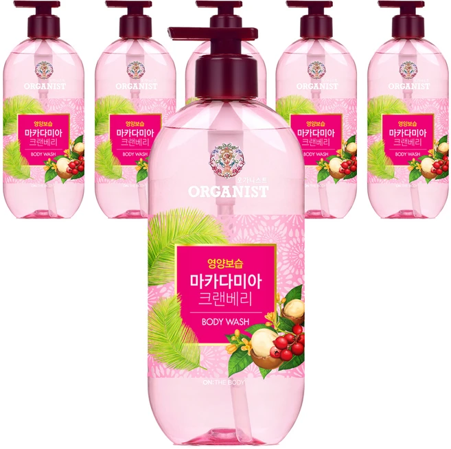 오가니스트 마카다미아 크랜베리 바디워시, 480ml, 6개 - 쿠팡
