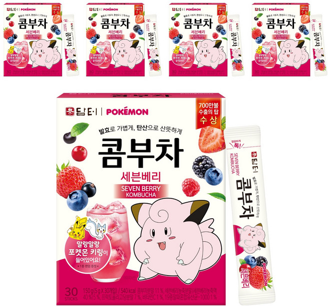담터 포켓몬 콤부차 세븐베리, 5g, 30개입, 5개