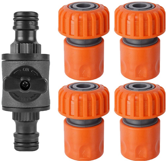 길그리 호스 중간 밸브 호수 연결 커넥터 + 원터치 어댑터 19~23mm 4p 세트, 1세트, 혼합색상