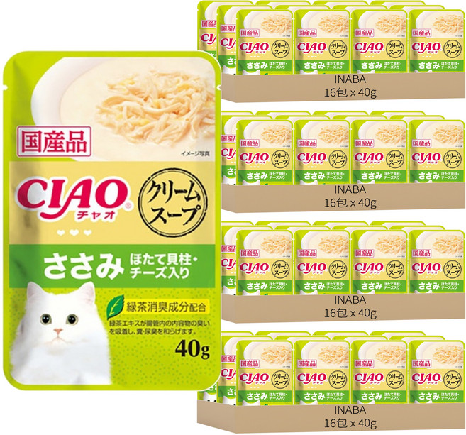 INABA 貓餐包 IC-214, 64包, 40g, 雞肉 + 干貝 + 起司