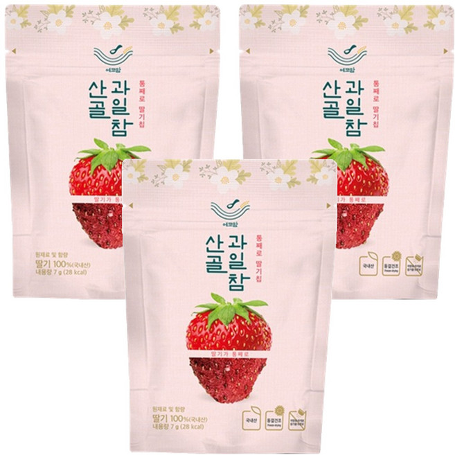 에코맘의산골이유식 산골 과일참 통째로 딸기칩, 7g, 3개
