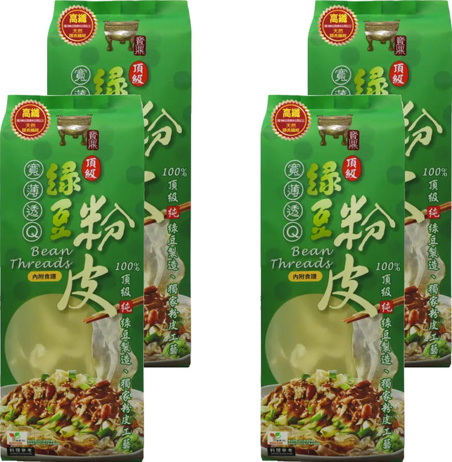 中農粉絲 寶鼎頂級純綠豆粉皮, 200g, 4個