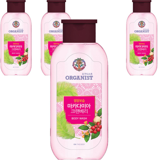 오가니스트 마카다미아 크렌베리 바디워시, 200g, 4개