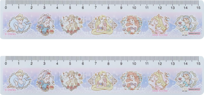 sun-star 卡通直尺 15cm 厚0.5 x 16.4 x 3.6cm 18g, 迪士尼粉彩公主, 2支