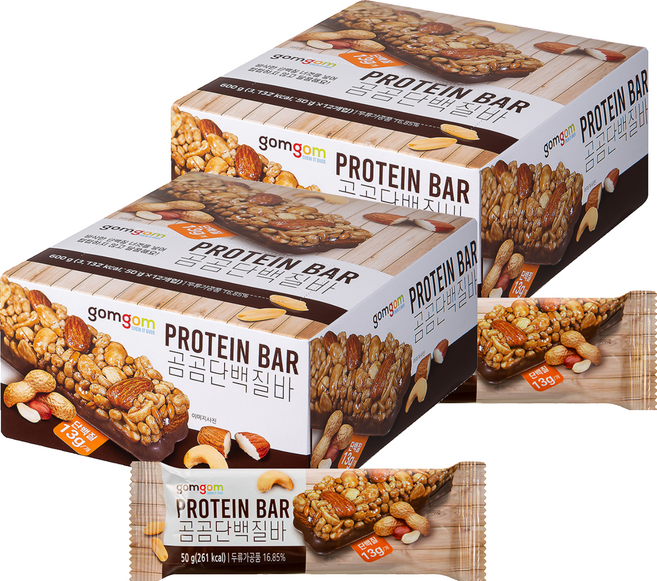 gomgom 蛋白營養穀物棒 Set, 600g, 2盒