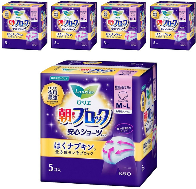 Laurier 蕾妮亞 夜用褲型衛生棉, M~L, 5片, 5包