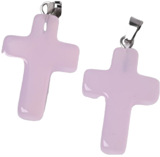 미소로운 미니 십자가 펜던트, 핑크, 2개