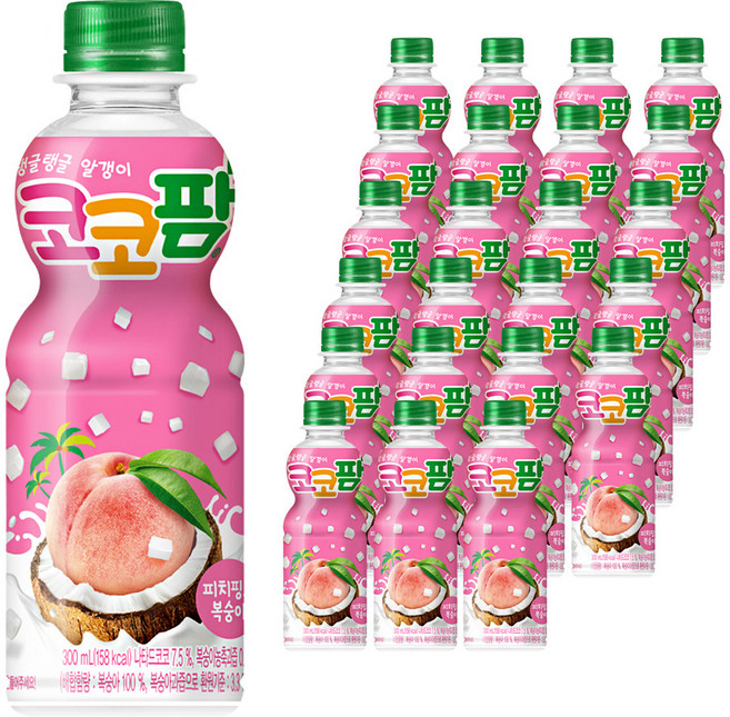 코코팜 피치핑크 복숭아, 300ml, 24개