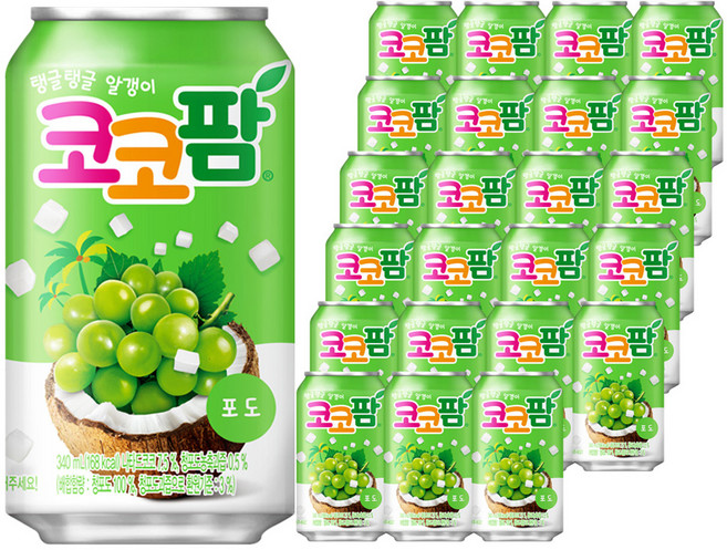 코코팜 탱글탱글 알갱이 포도, 340ml, 24개