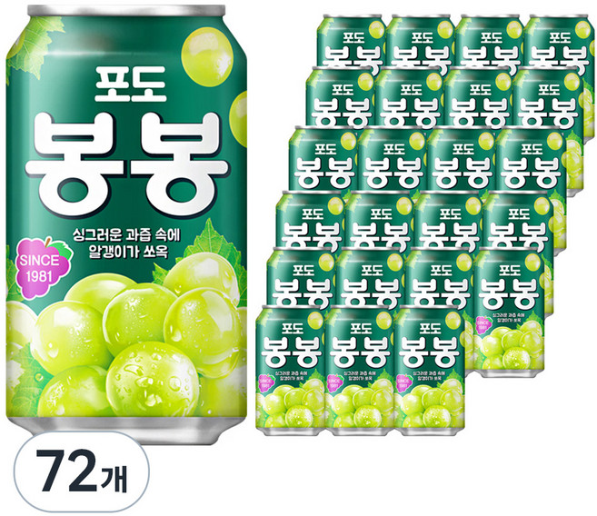 해태htb 포도 봉봉, 340ml, 72개