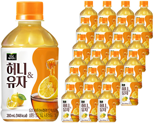 미닛메이드 허니유자, 280ml, 24개