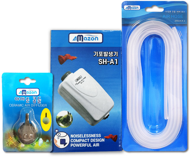 Amazon 水族箱短期打氣機 SH-A1 + 空氣軟管 + 氣泡石, 1套