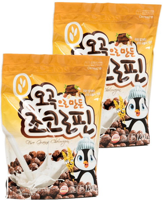 씨알로 오곡으로 만든 초코로핀 시리얼, 1.2kg, 2개