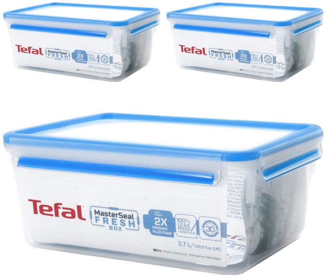 Tefal 特福 MasterSeal PP保鮮盒 K3022012, 3組, 容器 + 蓋子