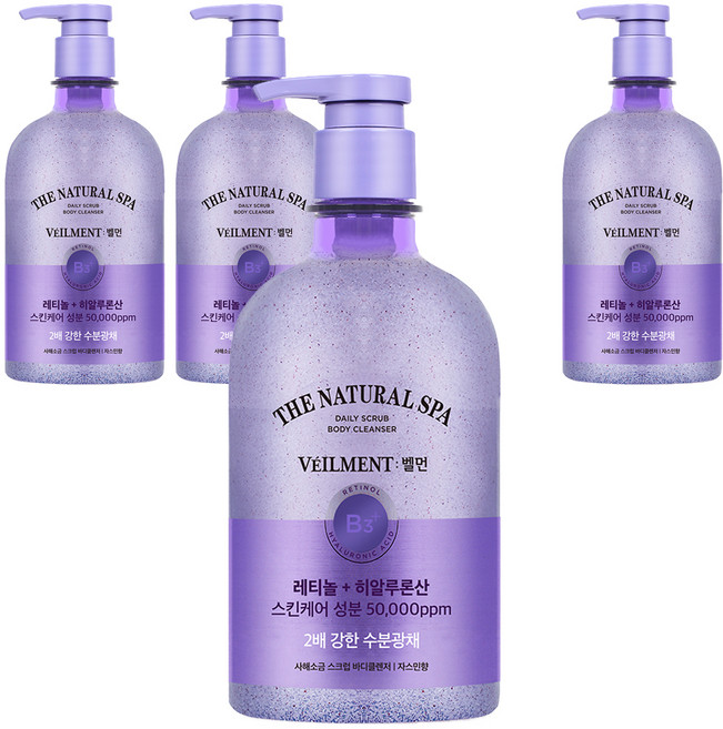 벨먼 스파 수분광채 약산성 스크럽 바디워시 자스민향, 580ml, 4개